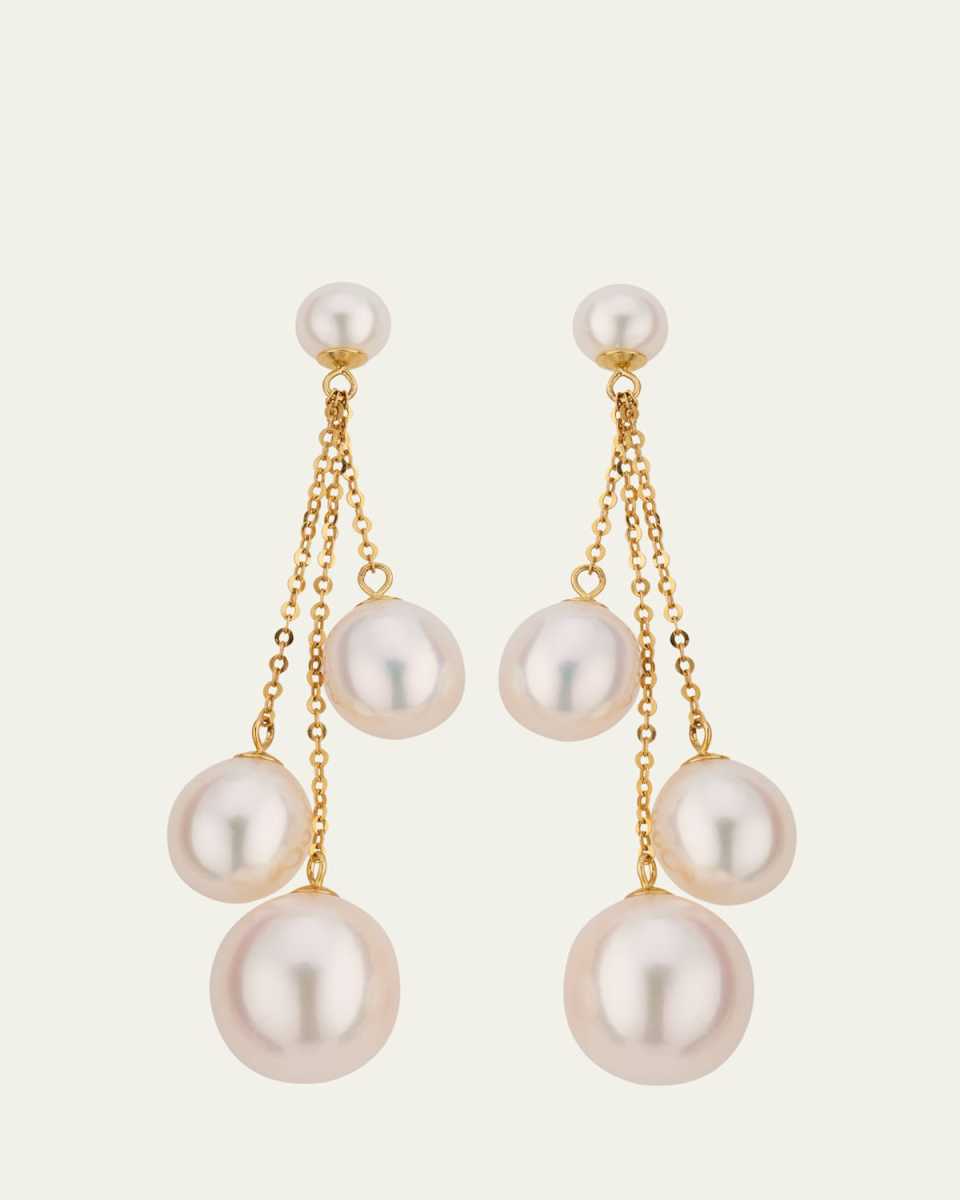 18K Yellow Gold Chrysalis Pearl Waterfall Earrings